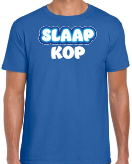 Verkleed T-shirt voor heren - slaapkop - blauw - carnaval/foute party S