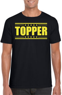 Verkleed T-shirt voor heren - topper - zwart - geel glitters - feestkleding S
