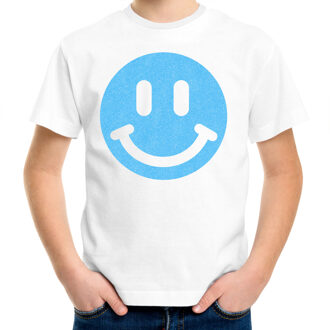 Verkleed T-shirt voor jongens - Smile - wit - carnaval - feestkleding kind XS (110-116)