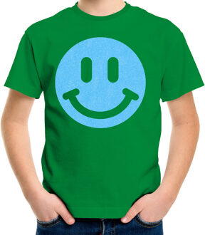 Verkleed T-shirt voor jongens - smiley - groen - carnaval - feestkleding kind L (146-152)