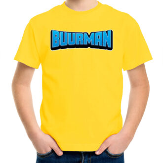 Verkleed t-shirt voor kinderen - buurman - geel - carnaval/feestkleding XS (104-110)