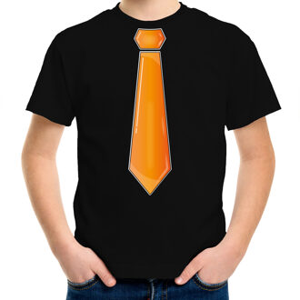 Verkleed t-shirt voor kinderen - stropdas - zwart - jongen - carnaval/themafeest M (116-134)
