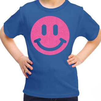 Verkleed T-shirt voor meisjes - Smile - blauw - carnaval - feestkleding kind L (146-152)