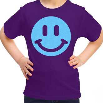 Verkleed T-shirt voor meisjes - Smile - paars - carnaval - feestkleding kind M (134-140)