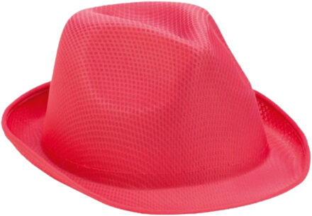 Verkleed trilby hoedje - roze - polyester - volwassenen - Carnaval feest hoed
