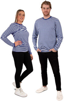 Verkleed trui Dorus - blauw/wit gestreept - dames - thema verkleedkleding Multi