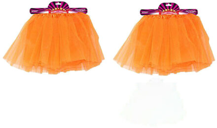Verkleed tutu rokje - 2x stuks - oranje - voor dames - one size - supporters/koningsdag