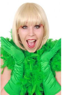 Verkleed veren Boa - 2x stuks - groen - 180 cm - Carnaval verkleed accessoires - Veertjes - 50 grams