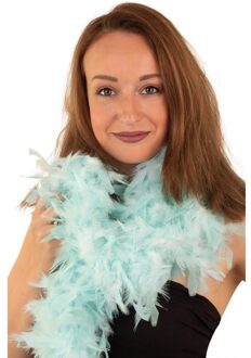 Verkleed veren Boa - lichtblauw - 180 cm - Carnaval accessoires - Veertjes - 50 grams kwaliteit