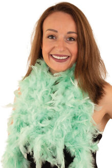 Verkleed veren Boa - mintgroen - 180 cm - Carnaval accessoires - Veertjes - 50 grams kwaliteit