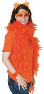 Verkleed veren Boa - oranje - 180 cm - Carnaval accessoires - Veertjes - 50 grams kwaliteit
