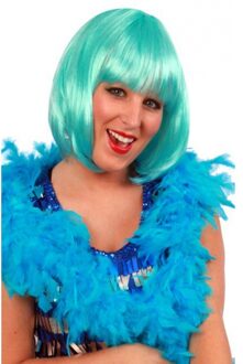Verkleed veren Boa - turquiose blauw - 180 cm - Carnaval accessoires - Veertjes - 50 grams kwaliteit