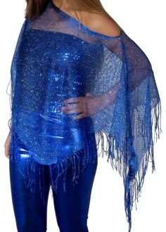 Verkleed visnet poncho/omslagdoek/stola - Dames - Blauw - Carnaval party kleding - One size