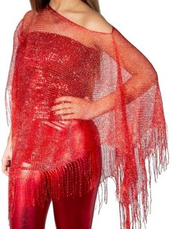 Verkleed visnet poncho/omslagdoek/stola - Dames - Rood - Carnaval party kleding - One size