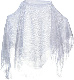 Verkleed visnet poncho/omslagdoek/stola - Dames - Zilver - Carnaval party kleding