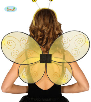 Verkleed vleugels bijen - geel - dames/meisjes - Carnavalskleding/accessoires