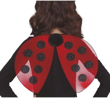 Verkleed vleugels lieveheersbeestje - rood/zwart - voor kinderen - Carnavalskleding/accessoires
