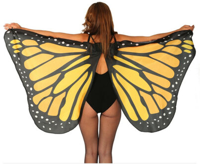 Verkleed vleugels vlinder - geel/zwart - voor dames - Carnavalskleding/accessoires