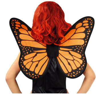 Verkleed vleugels vlinder - oranje/zwart - voor kinderen - Carnavalskleding/accessoires