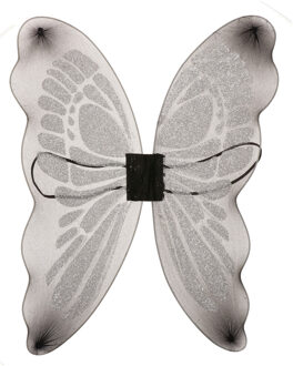 Verkleed vleugels vlinder - zilver/zwart - voor dames - Carnavalskleding/accessoires