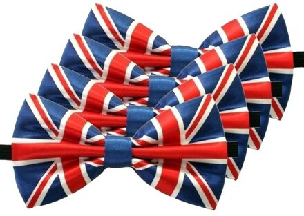 Verkleed vlinderstrikje - 4x - landen thema - Engeland - Union Jack - Engelse vlag