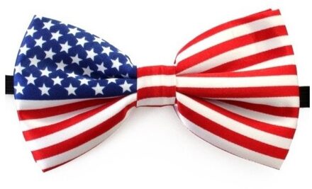Verkleed vlinderstrikje - landen thema - USA/Amerika - rood/wit/blauw - Amerikaanse vlag Multi