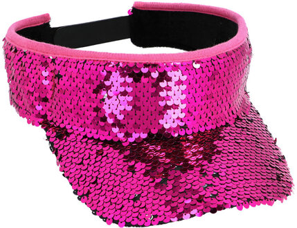 Verkleed zonneklep/sunvisor - voor volwassenen - Glitter roze