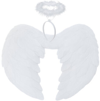 verkleedaccessoires Engel - wit - vleugels - 45 x 35 cm - diadeem