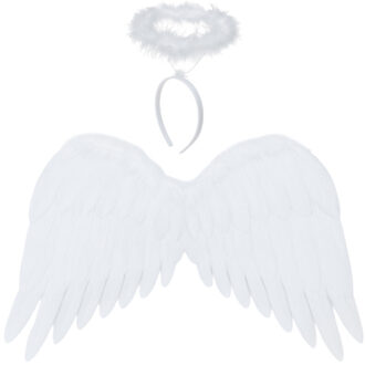 verkleedaccessoires Engel - wit - vleugels - 50 x 35 cm - diadeem
