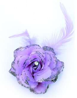 Verkleedaccessoires paarse glitter bloem