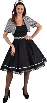 Verkleedjurk Jackie Fifties Dames Zwart/wi Mt L