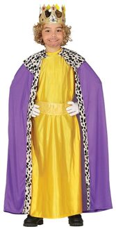 Verkleedkleding koning paars met geel voor kinderen 5-6 jaar (110-116) - Carnavalskostuums Multikleur