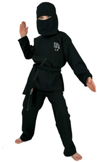 Verkleedkleding Ninja pak kinderen 128 (8 jaar) - Carnavalskostuums Zwart