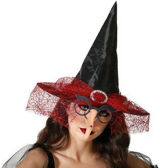 Verkleedkleding set Dames - Heks - Hoge hoed en heksenneus met bril