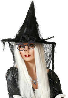 Verkleedkleding set Dames - Heks - Hoge hoed en heksenneus met bril