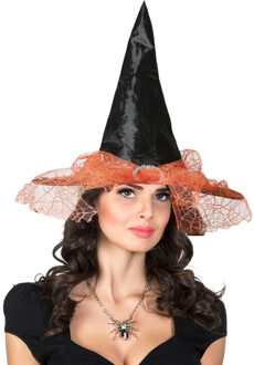 Verkleedkleding set Dames - Heks - Hoge hoed en spinnen ketting