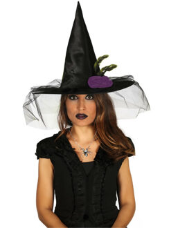 Verkleedkleding set Dames - Heks - Hoge hoed en spinnen ketting
