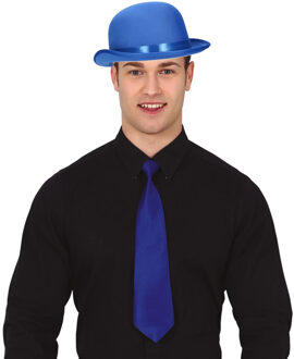 Verkleedkleding setje 2 delig - blauw - Engelse bolhoed met stropdas - voor heren