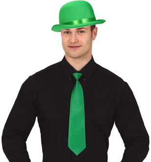 Verkleedkleding setje 2 delig - groen - Engelse bolhoed met stropdas - voor heren