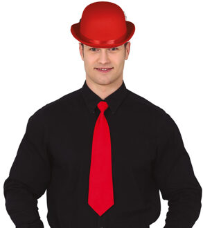 Verkleedkleding setje 2 delig - rood - Engelse bolhoed met stropdas - voor heren