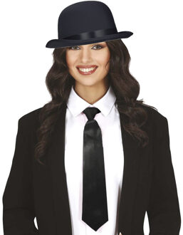 Verkleedkleding setje 2 delig - zwart - Engelse bolhoed met stropdas - voor heren