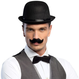 Verkleedkleding setje 3 delig - zwart - Engelse Bolhoed - vlinderstrikje - nepsnor - voor heren