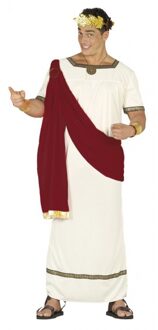 Verkleedkostuum - heren - Romeinse Toga verkleedkleding - wit/rood Multi