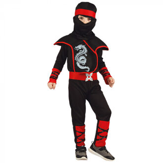 verkleedkostuum Ninja dragon junior maat 104-116 Zwart