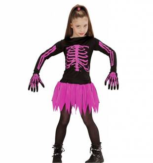 "Verkleedkostuum Skelet roze voor meisjes Halloween  - Kinderkostuums - 152/158"