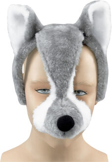 Verkleedmasker Wolven dieren - met geluid - volwassenen - grijs - Carnaval/Halloween