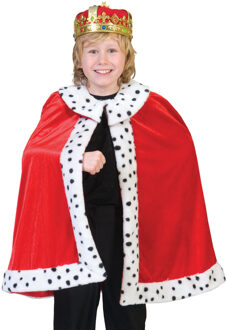 Verkleedpak cape rood Koningsmantel jongen King Arthur 116 - Carnavalskleding