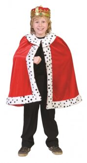 Verkleedpak cape rood Koningsmantel jongen King Arthur 116 - Carnavalskleding