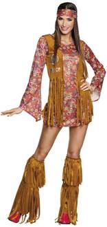 Verkleedpak Hippie Hottie Dames Bruin/rood