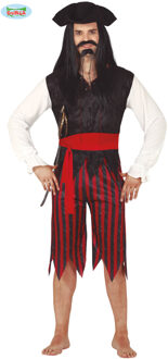 Verkleedpak Piraat Heren Polyester Zwart Mt L